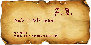 Poór Nándor névjegykártya